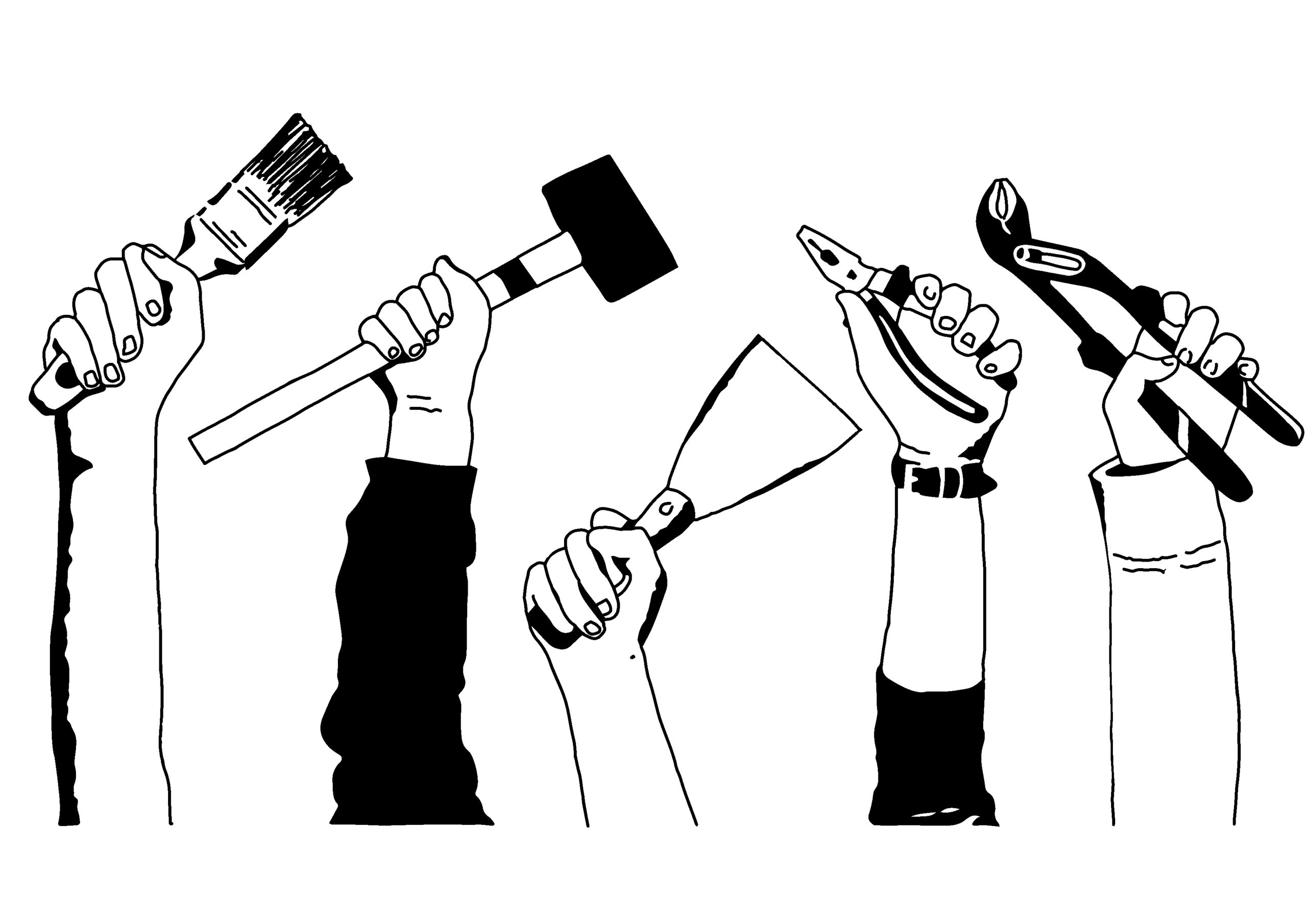 Mädchen-Hände mit Werkzeug